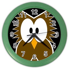 Brown Simple Owl Color Wall Clocks by Valentinaart