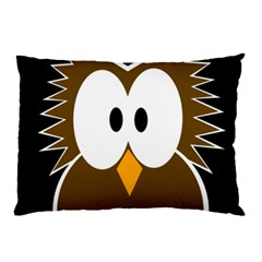 Brown Simple Owl Pillow Case by Valentinaart