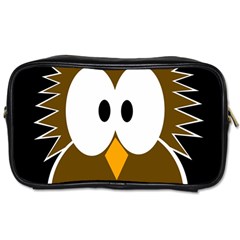 Brown Simple Owl Toiletries Bags 2-side by Valentinaart