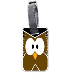 Brown Simple Owl Luggage Tags (one Side)  by Valentinaart