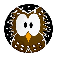 Brown Simple Owl Ornament (round Filigree)  by Valentinaart