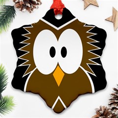 Brown Simple Owl Snowflake Ornament (2-side)