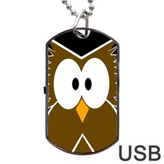 Brown Simple Owl Dog Tag Usb Flash (one Side)