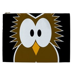 Brown Simple Owl Cosmetic Bag (xxl)  by Valentinaart