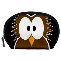 Brown Simple Owl Accessory Pouches (large)  by Valentinaart