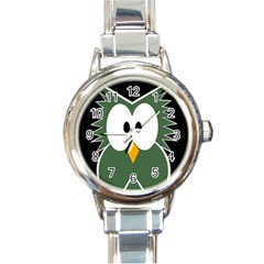 Green Owl Round Italian Charm Watch by Valentinaart