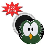 Green Owl 1 75  Magnets (100 Pack)  by Valentinaart