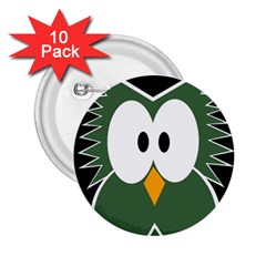 Green Owl 2 25  Buttons (10 Pack)  by Valentinaart