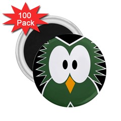 Green Owl 2 25  Magnets (100 Pack)  by Valentinaart