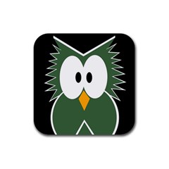 Green Owl Rubber Coaster (square)  by Valentinaart