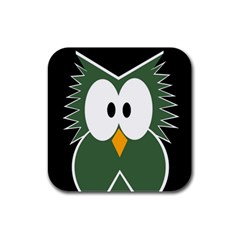 Green Owl Rubber Square Coaster (4 Pack)  by Valentinaart