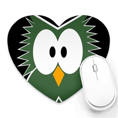 Green Owl Heart Mousepads by Valentinaart