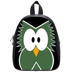 Green Owl School Bags (small)  by Valentinaart