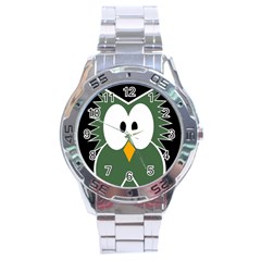 Green Owl Stainless Steel Analogue Watch by Valentinaart