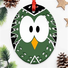 Green Owl Ornament (oval Filigree) 