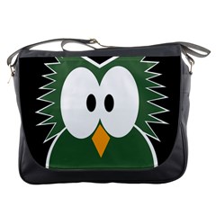 Green Owl Messenger Bags by Valentinaart