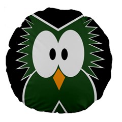 Green Owl Large 18  Premium Round Cushions by Valentinaart