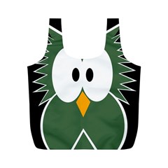 Green Owl Full Print Recycle Bags (m)  by Valentinaart