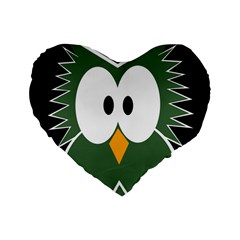 Green Owl Standard 16  Premium Flano Heart Shape Cushions