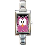 Pink owl Rectangle Italian Charm Watch Front