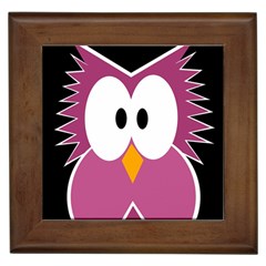 Pink Owl Framed Tiles by Valentinaart