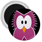 Pink owl 3  Magnets Front