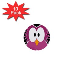 Pink owl 1  Mini Buttons (10 pack) 