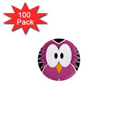 Pink owl 1  Mini Magnets (100 pack) 