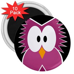 Pink owl 3  Magnets (10 pack) 