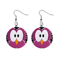 Pink owl Mini Button Earrings