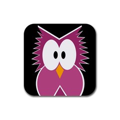 Pink owl Rubber Square Coaster (4 pack) 