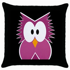 Pink Owl Throw Pillow Case (black) by Valentinaart