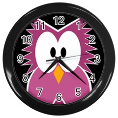 Pink owl Wall Clocks (Black)