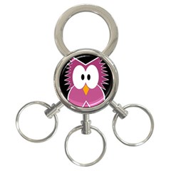 Pink owl 3-Ring Key Chains