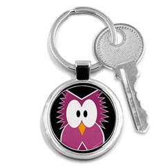 Pink Owl Key Chains (round)  by Valentinaart