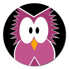 Pink owl Magnet 5  (Round)