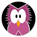 Pink owl Magnet 5  (Round) Front