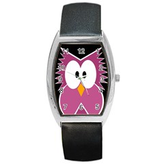 Pink owl Barrel Style Metal Watch