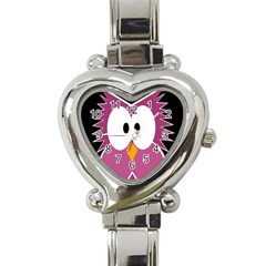 Pink owl Heart Italian Charm Watch