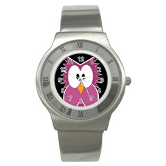 Pink owl Stainless Steel Watch