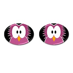 Pink Owl Cufflinks (oval) by Valentinaart