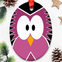 Pink owl Oval Ornament (Two Sides)