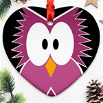 Pink owl Heart Ornament (2 Sides) Front