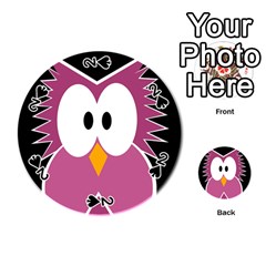 Pink Owl Playing Cards 54 (round)  by Valentinaart