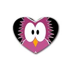 Pink Owl Heart Coaster (4 Pack)  by Valentinaart