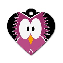 Pink owl Dog Tag Heart (One Side)