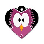 Pink owl Dog Tag Heart (Two Sides) Front