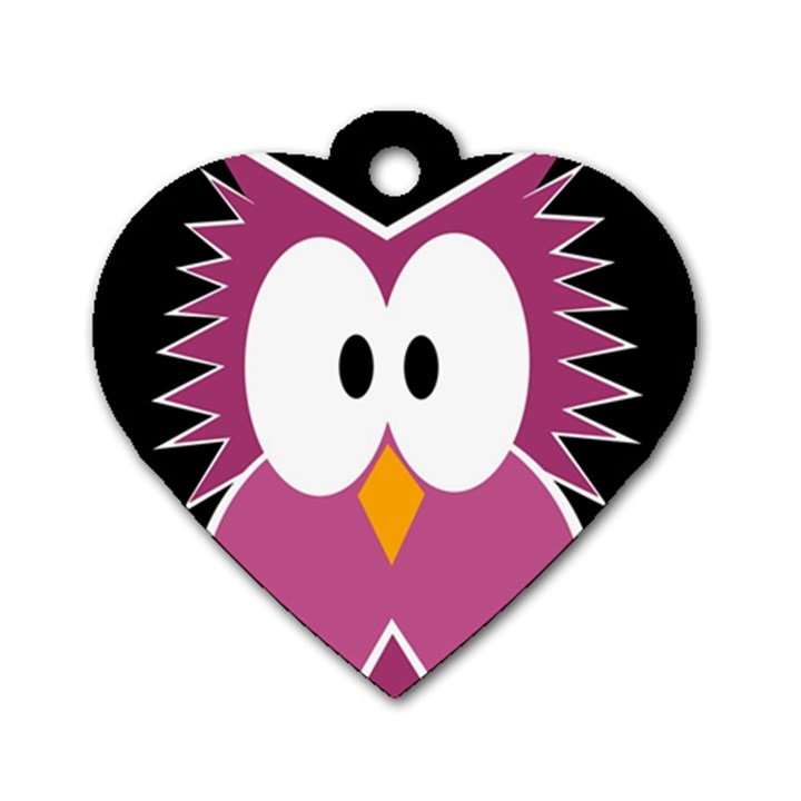 Pink owl Dog Tag Heart (Two Sides)