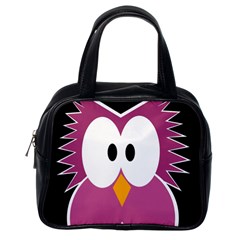 Pink owl Classic Handbags (One Side)