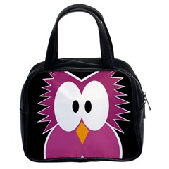 Pink Owl Classic Handbags (2 Sides) by Valentinaart